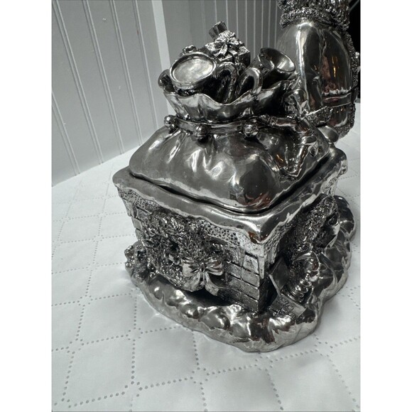 Silver Plated Santa And Chimney Candy Dish. Great Addition To Your Holiday Decor - Picture 8 of 16